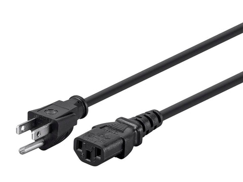 Power Cord - NEMA 5-15P to IEC 60320 C13, 18AWG, 10A/1250W, 125V, 3-Prong