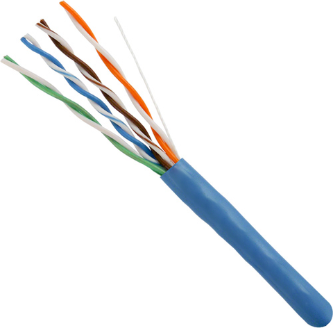 Cat6 23AWG UTP 8C Solid Bare Copper 550MHz Riser Rated PVC Jacket 1000ft.