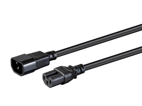Heavy Duty Power Cable - IEC 60320 C14 to IEC 60320 C15, 14AWG, 15A/1875W, SJT, 100-250V